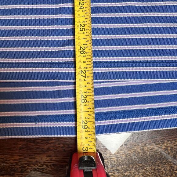 Peter Millar Polo Shirt Mens L Summer Comfort Blue Striped Short Sleeve Stretch - Picture 6 of 6